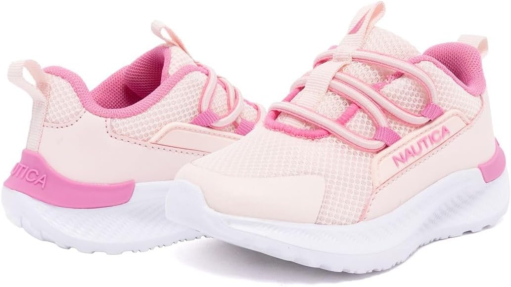 image:imageNautica Kids Boys and Girls Athletic SlipOn Sneakers Lightweight Bungee Running Shoes for Toddler Little Kid and Big KidPink Pink