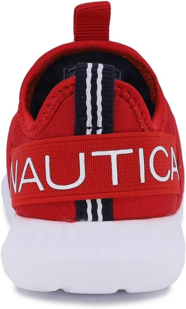 image:imageNautica Kids Boys and Girls Athletic SlipOn Sneakers Lightweight Bungee Running Shoes for Toddler Little Kid and Big KidRed Tonal