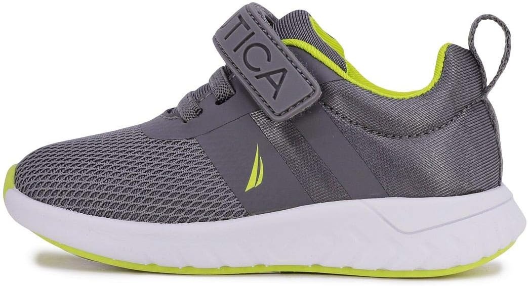 image:imageNautica Kids Fashion Sneaker Athletic Running Shoe with One Strap Boys GirlsToddlerLittle KidStorm Grey Lime