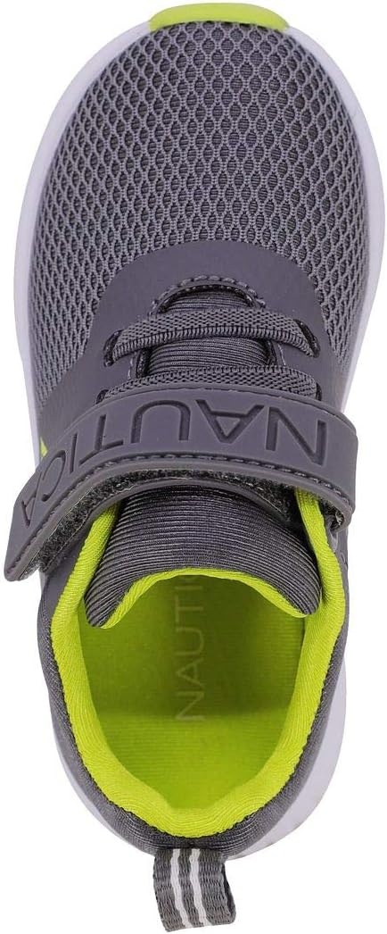 image:imageNautica Kids Fashion Sneaker Athletic Running Shoe with One Strap Boys GirlsToddlerLittle KidStorm Grey Lime