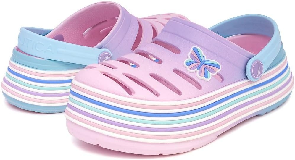 image:imageNautica Kids Girls Clogs Slip On Platform Slides Garden Shoes Water Sandals Beach Slipper for Children Indoor OutdoorPink Purple Blue