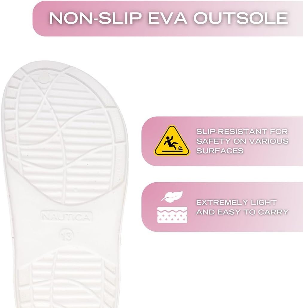 image:imageNautica Kids Girls Clogs Slip On Platform Slides Garden Shoes Water Sandals Beach Slipper for Children Indoor OutdoorWhite Pastel