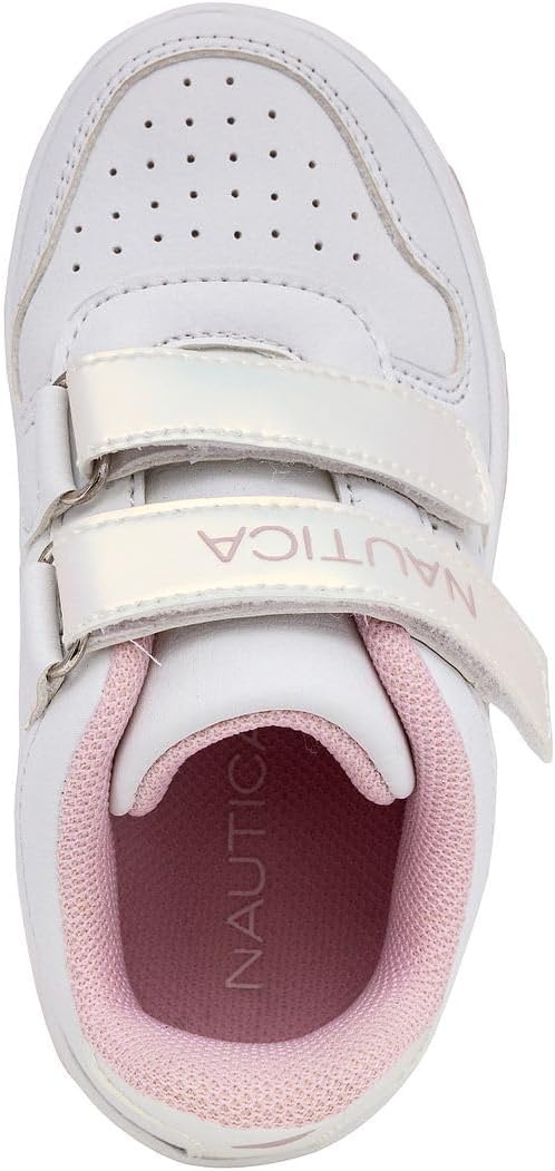 image:imageNautica Kids Girls Double Strap Sneakers Classic Low Top Athletic Shoes Cushioned Comfort Tennis Sneakers for School Play Casual WearWhite Iridescentstafford