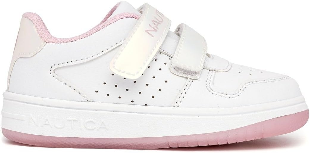 image:imageNautica Kids Girls Double Strap Sneakers Classic Low Top Athletic Shoes Cushioned Comfort Tennis Sneakers for School Play Casual WearWhite Iridescentstafford