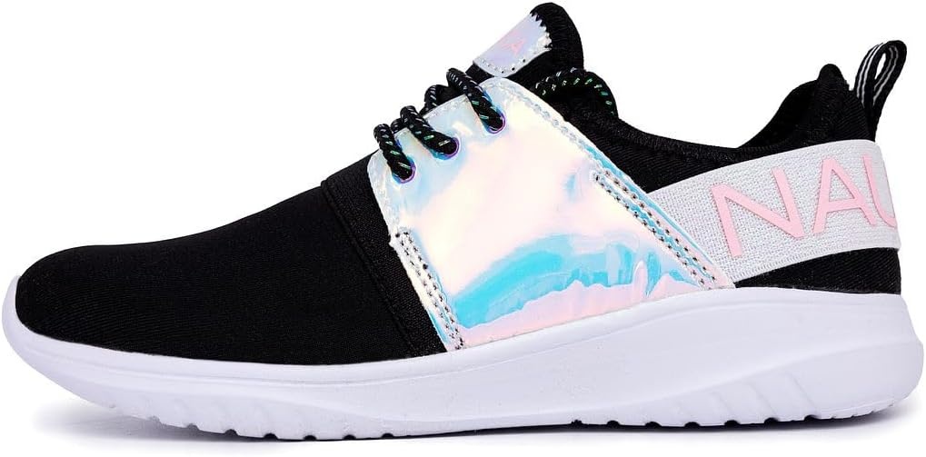 image:imageNautica Kids Girls Metallic Fashion Sneaker LaceUp Athletic Running Shoe I kappil I Big Kid Little Kid ToddlerIridescent Black