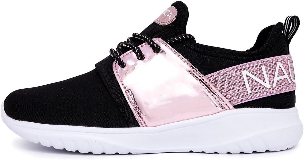 image:imageNautica Kids Girls Metallic Fashion Sneaker LaceUp Athletic Running Shoe I kappil I Big Kid Little Kid ToddlerPink Metallic Black