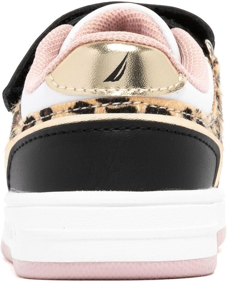 image:imageNautica Kids Girls Sneakers with Adjustable Strap and Bungee Straps Comfortable Casual Shoes ToddlerLittle KidBlack Pink Leopard