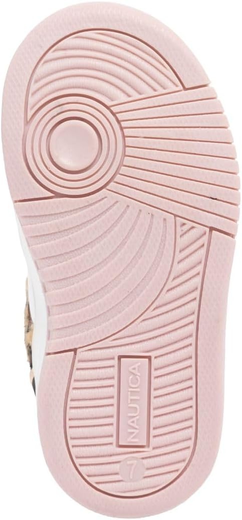 image:imageNautica Kids Girls Sneakers with Adjustable Strap and Bungee Straps Comfortable Casual Shoes ToddlerLittle KidBlack Pink Leopard