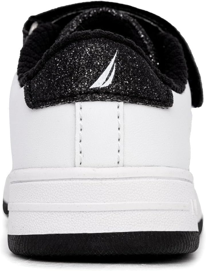 image:imageNautica Kids Girls Sneakers with Adjustable Strap and Bungee Straps Comfortable Casual Shoes ToddlerLittle KidBlack White Glitter