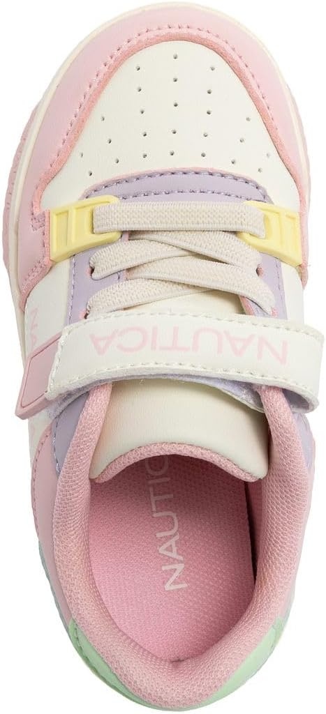 image:imageNautica Kids Girls Sneakers with Adjustable Strap and Bungee Straps Comfortable Casual Shoes ToddlerLittle KidBone Pastel Gavie