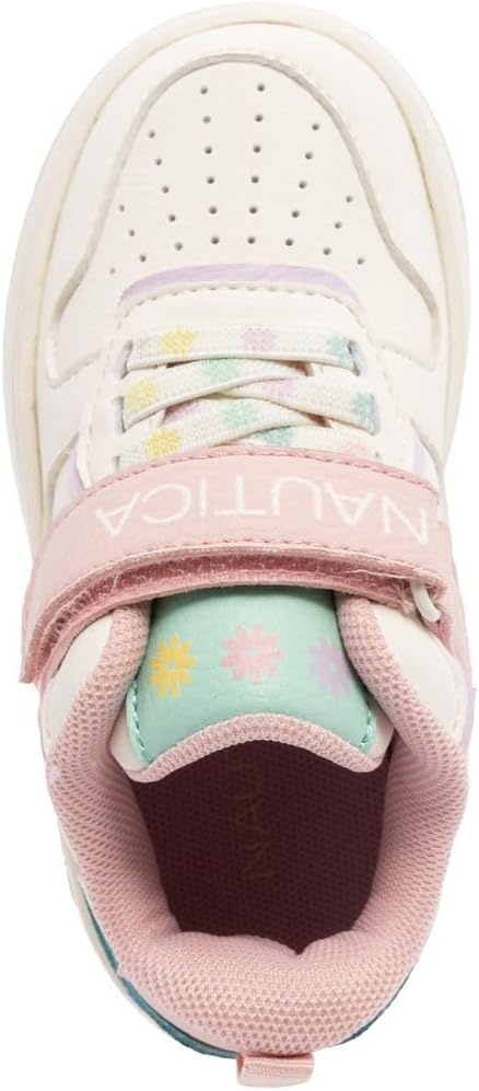 image:imageNautica Kids Girls Sneakers with Adjustable Strap and Bungee Straps Comfortable Casual Shoes ToddlerLittle KidBone Pastelsaisy
