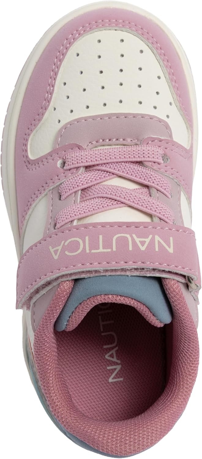 image:imageNautica Kids Girls Sneakers with Adjustable Strap and Bungee Straps Comfortable Casual Shoes ToddlerLittle KidBone Pink Tealseli