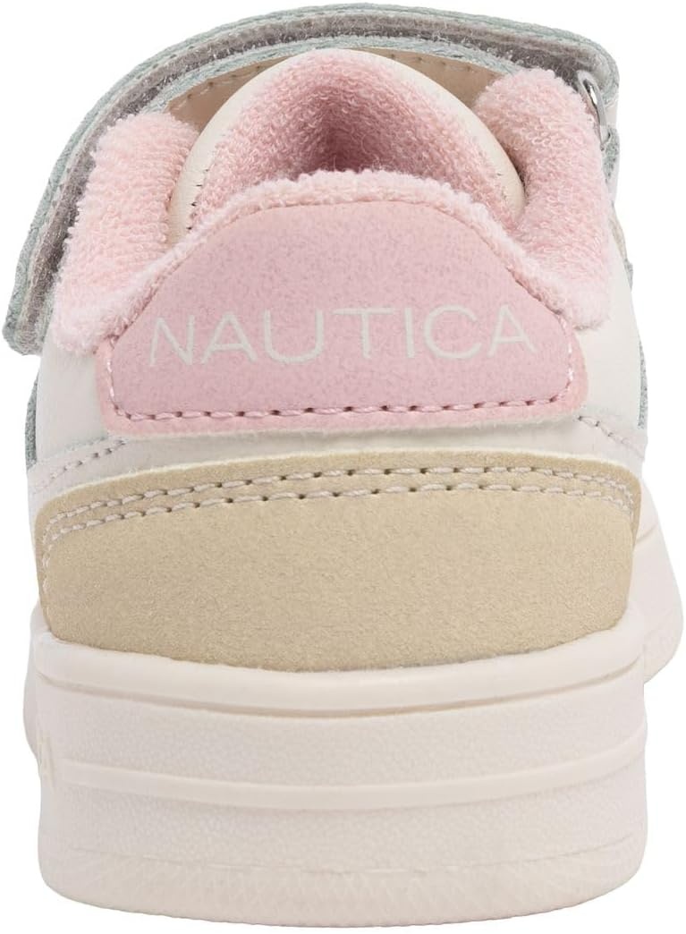 image:imageNautica Kids Girls Sneakers with Adjustable Strap and Bungee Straps Comfortable Casual Shoes ToddlerLittle KidBone Tan Pink