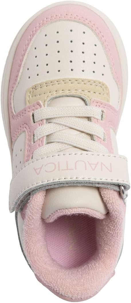 image:imageNautica Kids Girls Sneakers with Adjustable Strap and Bungee Straps Comfortable Casual Shoes ToddlerLittle KidBone Tan Pink