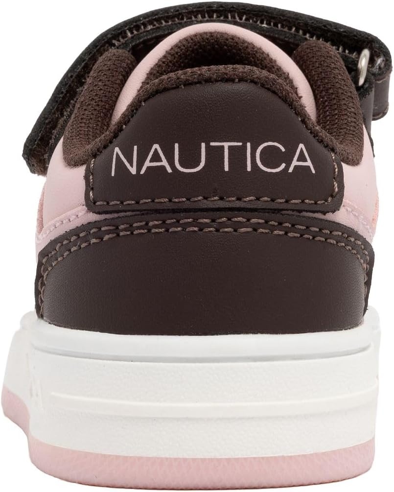 image:imageNautica Kids Girls Sneakers with Adjustable Strap and Bungee Straps Comfortable Casual Shoes ToddlerLittle KidBrown Light Pink