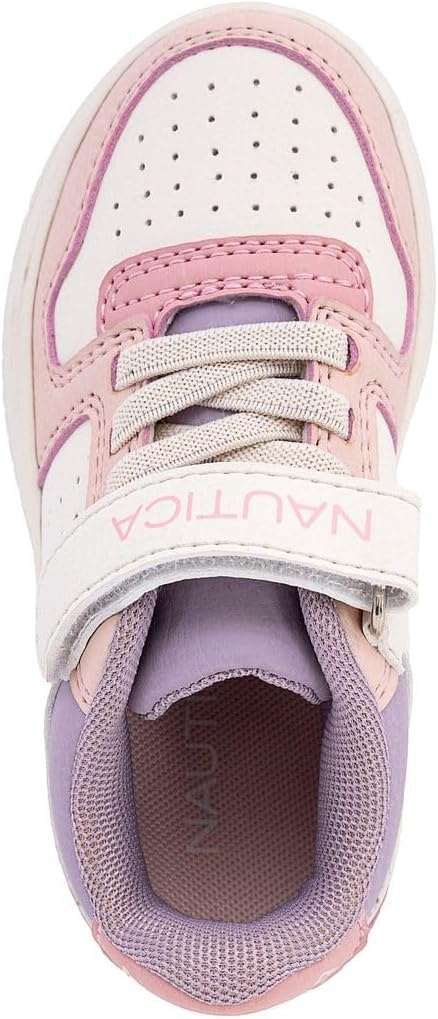 image:imageNautica Kids Girls Sneakers with Adjustable Strap and Bungee Straps Comfortable Casual Shoes ToddlerLittle KidCoral Pink