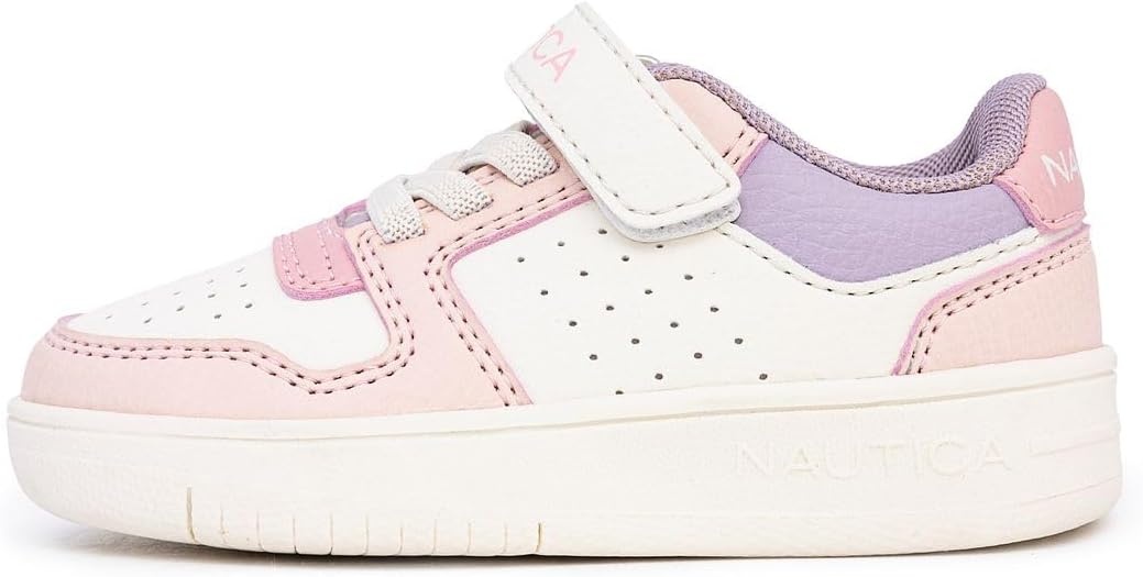 image:imageNautica Kids Girls Sneakers with Adjustable Strap and Bungee Straps Comfortable Casual Shoes ToddlerLittle KidCoral Pink