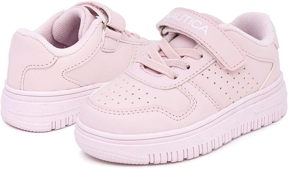 image:imageNautica Kids Girls Sneakers with Adjustable Strap and Bungee Straps Comfortable Casual Shoes ToddlerLittle KidLight Blush Ivan