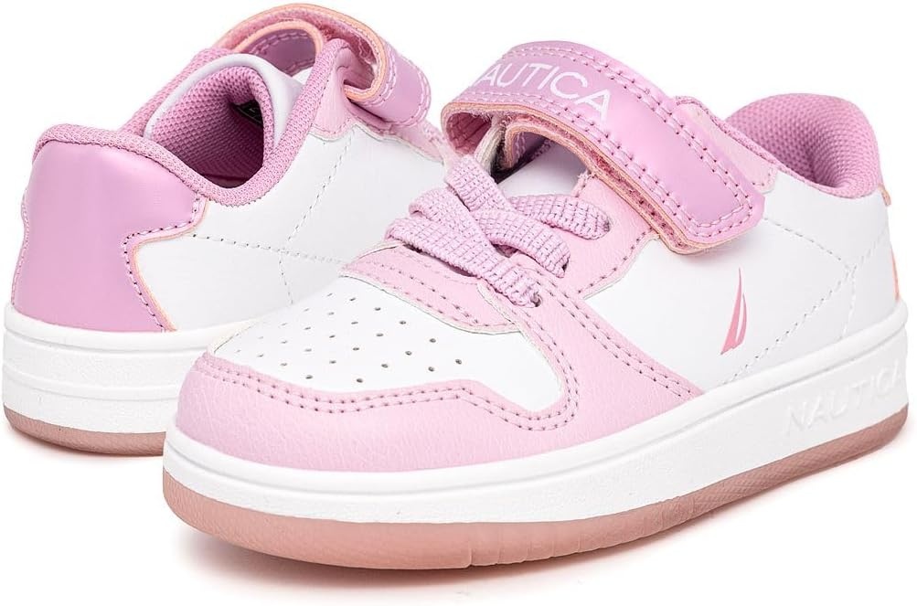 image:imageNautica Kids Girls Sneakers with Adjustable Strap and Bungee Straps Comfortable Casual Shoes ToddlerLittle KidPink
