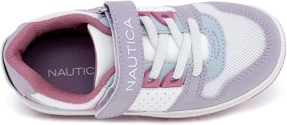 image:imageNautica Kids Girls Sneakers with Adjustable Strap and Bungee Straps Comfortable Casual Shoes ToddlerLittle KidPink Lilac Blue