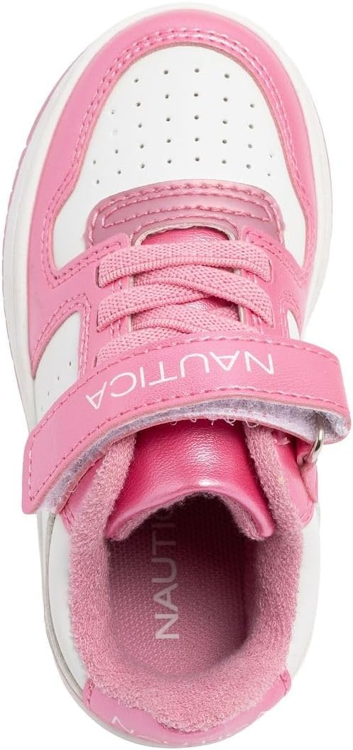image:imageNautica Kids Girls Sneakers with Adjustable Strap and Bungee Straps Comfortable Casual Shoes ToddlerLittle KidPink Metallic