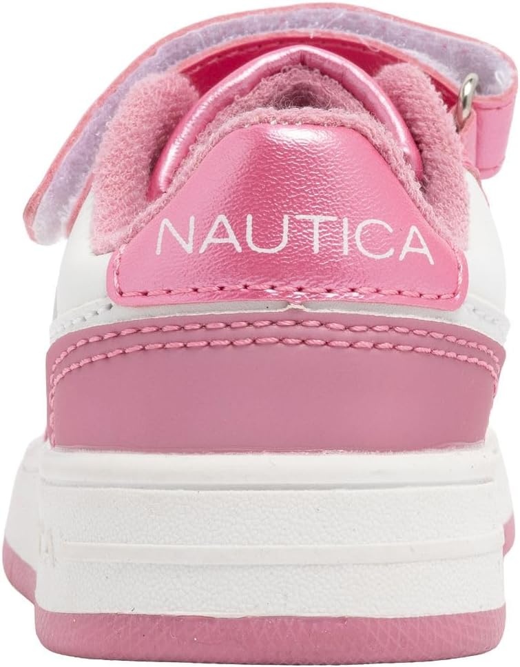 image:imageNautica Kids Girls Sneakers with Adjustable Strap and Bungee Straps Comfortable Casual Shoes ToddlerLittle KidPink Metallic