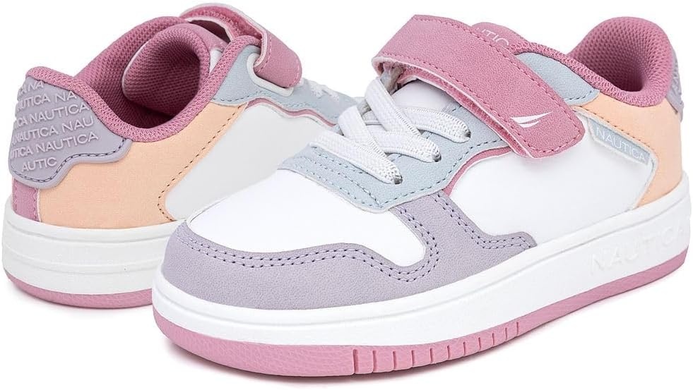 image:imageNautica Kids Girls Sneakers with Adjustable Strap and Bungee Straps Comfortable Casual Shoes ToddlerLittle KidPink Tealalmina