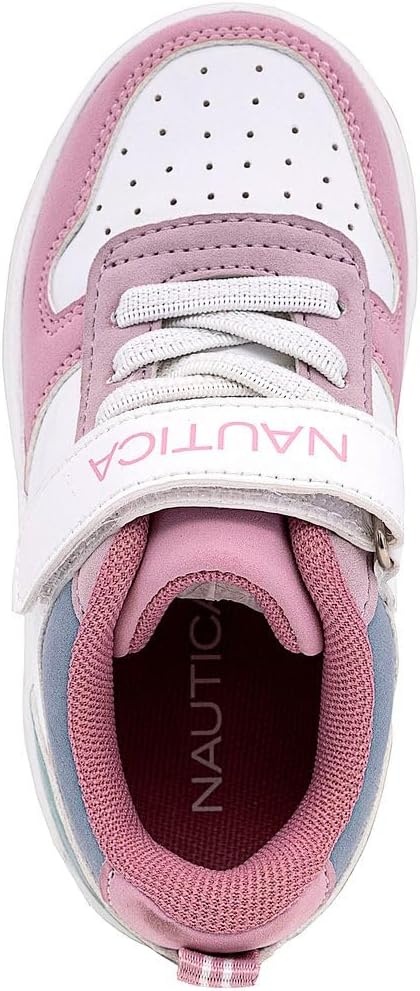 image:imageNautica Kids Girls Sneakers with Adjustable Strap and Bungee Straps Comfortable Casual Shoes ToddlerLittle KidPink White Teal