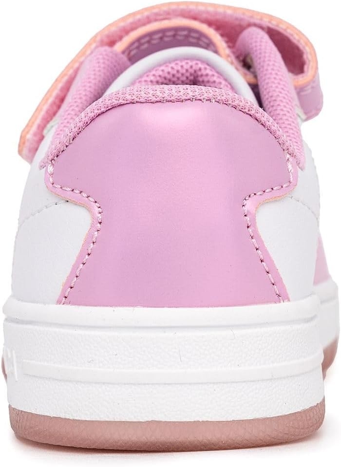image:imageNautica Kids Girls Sneakers with Adjustable Strap and Bungee Straps Comfortable Casual Shoes ToddlerLittle KidWhite Light Pink Iridescent