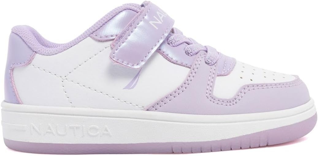image:imageNautica Kids Girls Sneakers with Adjustable Strap and Bungee Straps Comfortable Casual Shoes ToddlerLittle KidWhite Lilac Pearl