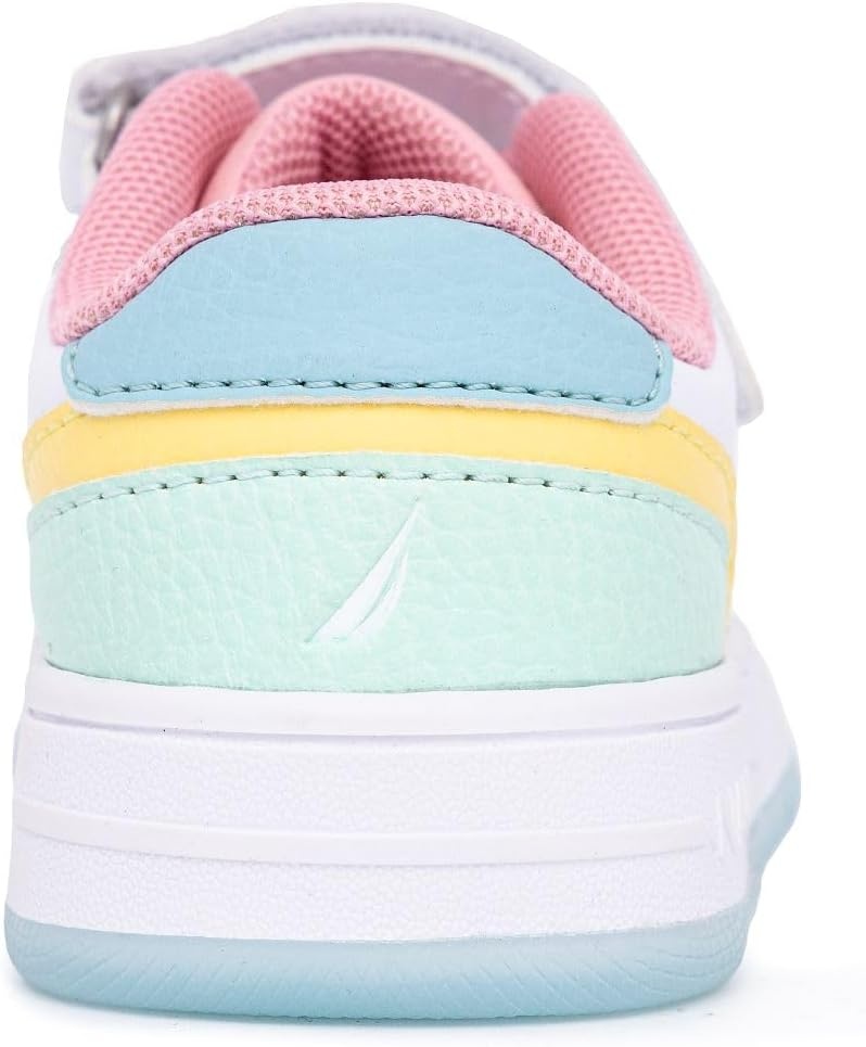 image:imageNautica Kids Girls Sneakers with Adjustable Strap and Bungee Straps Comfortable Casual Shoes ToddlerLittle KidWhite Pastel