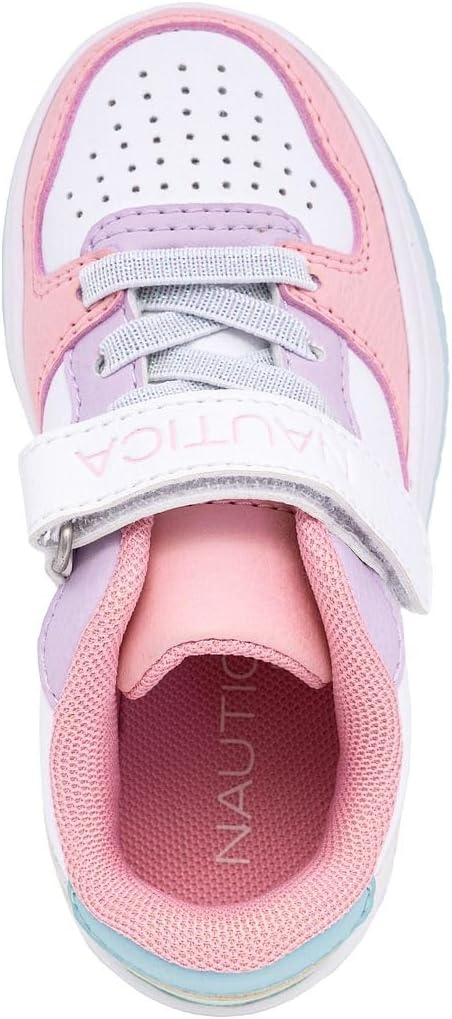 image:imageNautica Kids Girls Sneakers with Adjustable Strap and Bungee Straps Comfortable Casual Shoes ToddlerLittle KidWhite Pastel