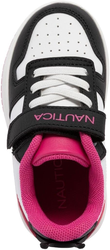 image:imageNautica Kids Girls Sneakers with Adjustable Strap and Bungee Straps Comfortable Casual Shoes ToddlerLittle KidWhite Pink Black