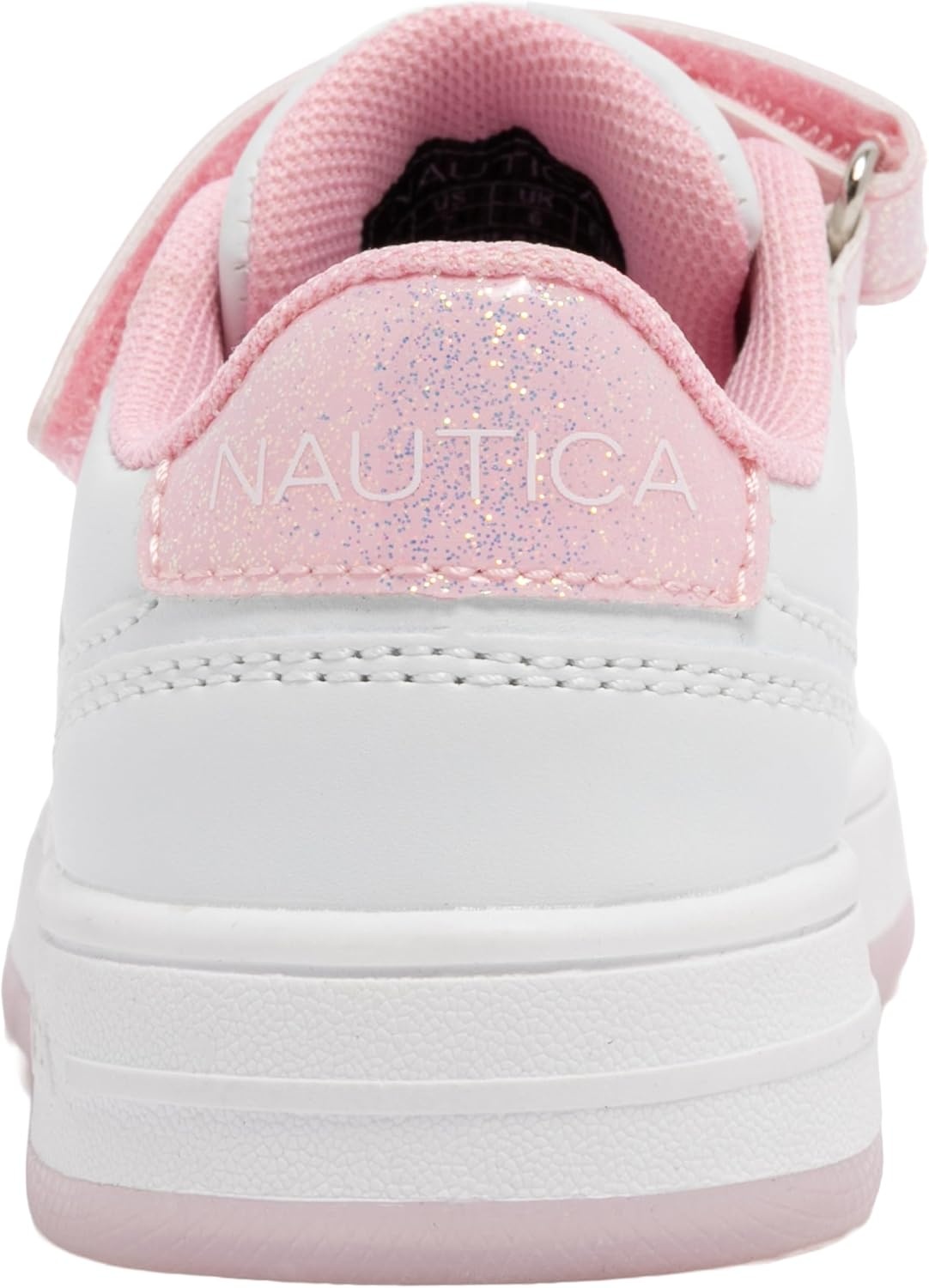 image:imageNautica Kids Girls Sneakers with Adjustable Strap and Bungee Straps Comfortable Casual Shoes ToddlerLittle KidWhite Pink Glitter