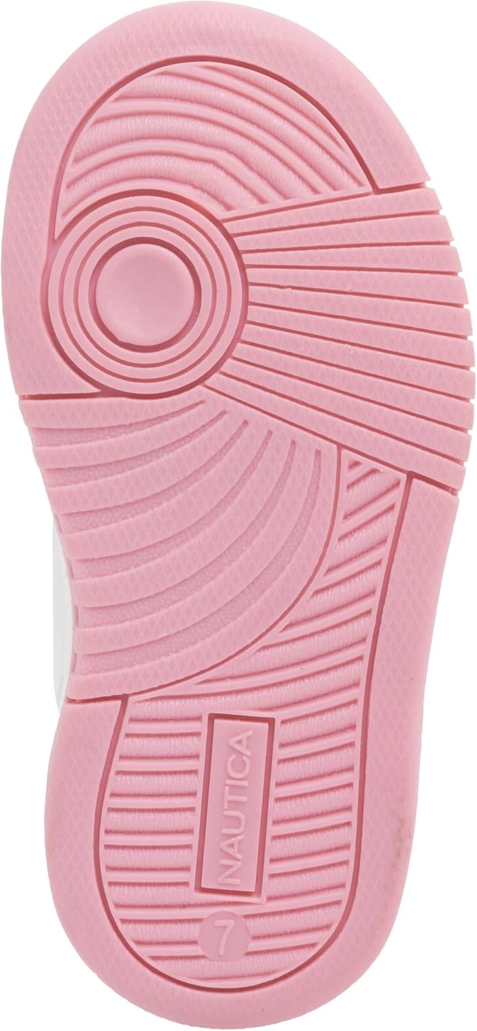 image:imageNautica Kids Girls Sneakers with Adjustable Strap and Bungee Straps Comfortable Casual Shoes ToddlerLittle KidWhite Pink White