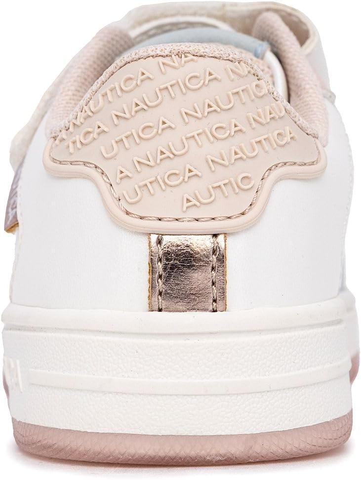 image:imageNautica Kids Girls Sneakers with Adjustable Strap and Bungee Straps Comfortable Casual Shoes ToddlerLittle KidWhite Pinkalmina