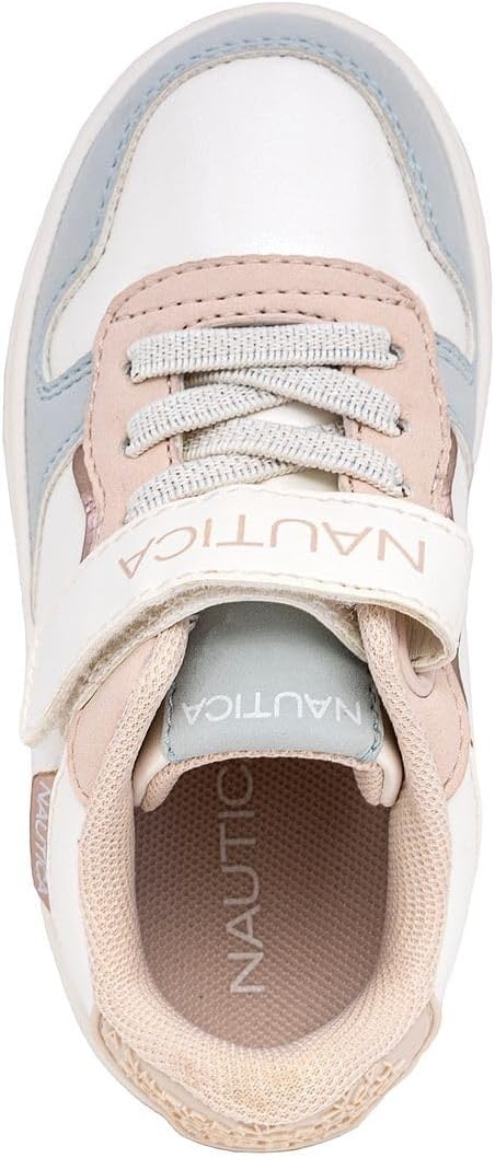 image:imageNautica Kids Girls Sneakers with Adjustable Strap and Bungee Straps Comfortable Casual Shoes ToddlerLittle KidWhite Pinkalmina