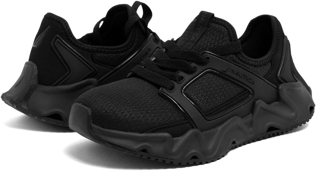 image:imageNautica Kids Running Sneakers Comfortable Shoes for Boys and Girls Sizes for Big amp Little Kids LaceUpBungee ManalapinBlack Monomazi