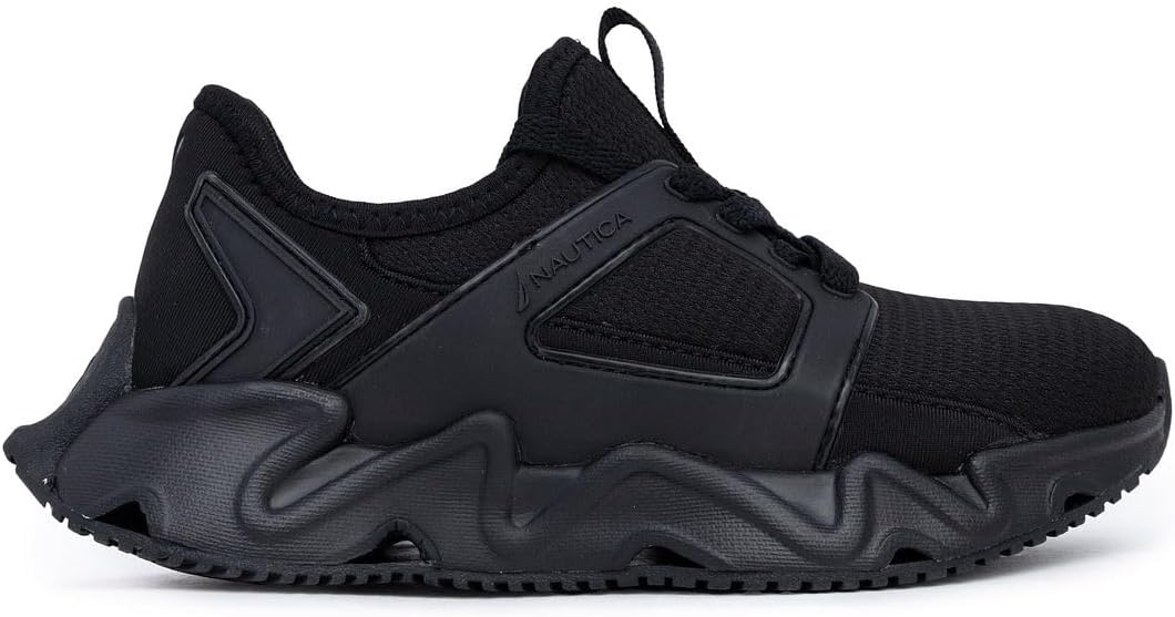 image:imageNautica Kids Running Sneakers Comfortable Shoes for Boys and Girls Sizes for Big amp Little Kids LaceUpBungee ManalapinBlack Monomazi