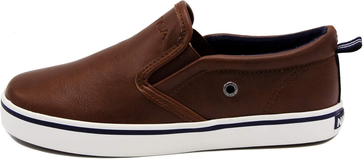 image:imageNautica Kids SlipOn Sneakers Casual LowTop Shoes for Boys and Girls Comfortable Athletic Style for School Play and Everyday Wear ToddlerLittle KidBig Kid SizesBrown Smooth