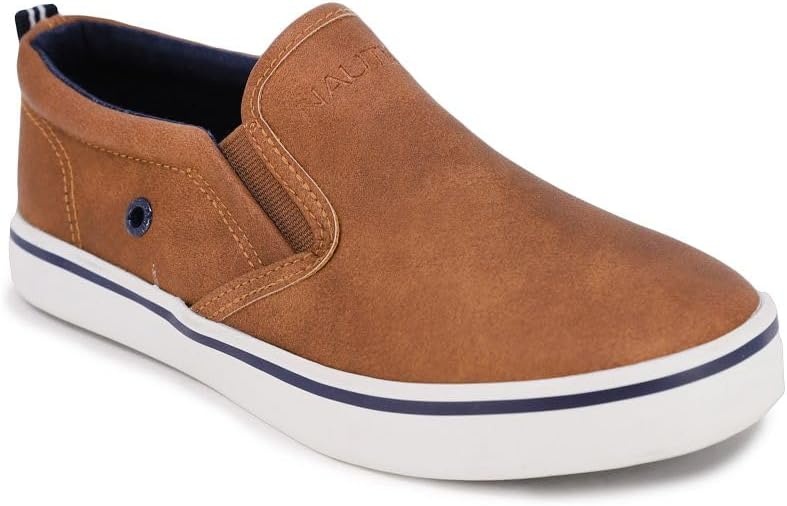 image:imageNautica Kids SlipOn Sneakers Casual LowTop Shoes for Boys and Girls Comfortable Athletic Style for School Play and Everyday Wear ToddlerLittle KidBig Kid SizesTan Smooth