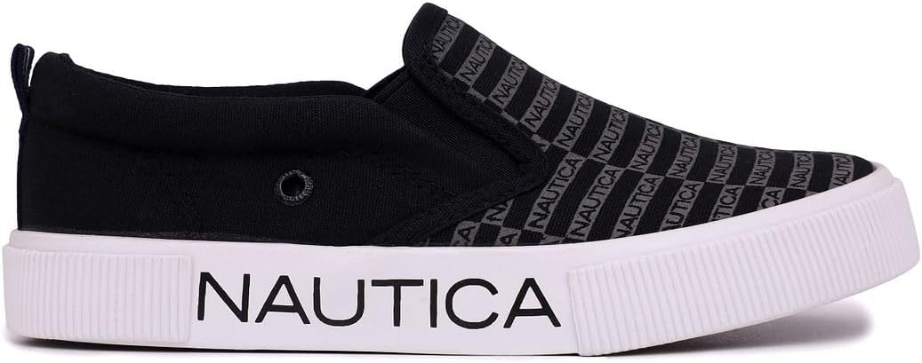 image:imageNautica Kids SlipOn Sneakers Casual LowTop Shoes for Boys and Girls Comfortable Athletic Style for School Play and Everyday Wear ToddlerLittle KidBig Kid SizesBlack Logo