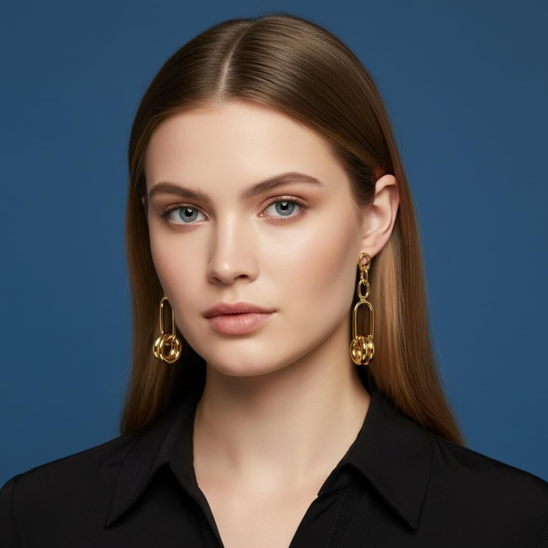 image:imageNautica Link Chain Dangle Earrings for Women 14K Yellow Gold Plated Alloy