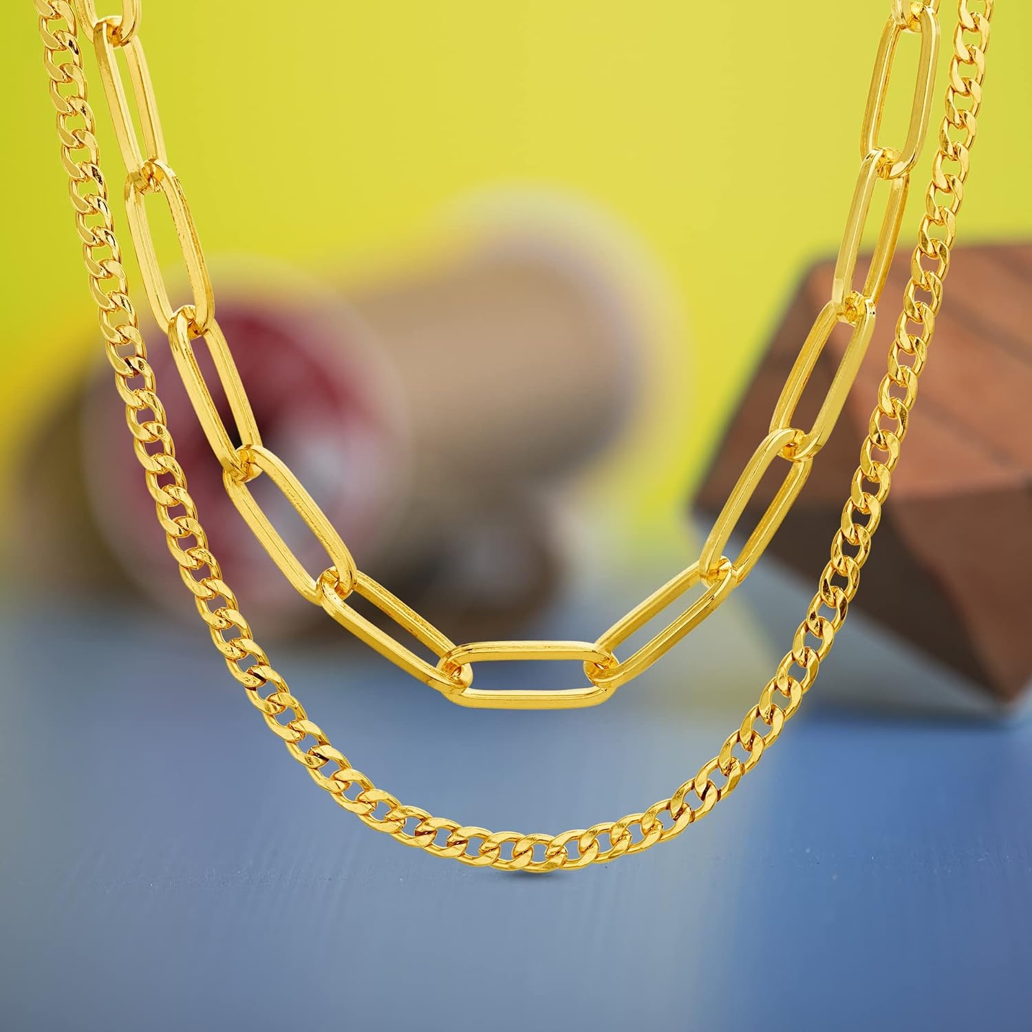 image:imageNautica Link Curb Chain Necklace Set for Women 14K Yellow Gold Plated Alloy 16 20 Inches