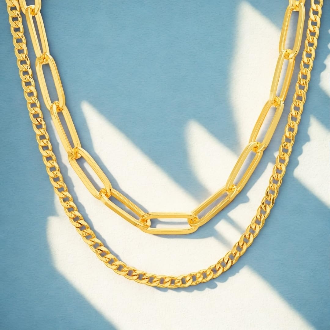image:imageNautica Link Curb Chain Necklace Set for Women 14K Yellow Gold Plated Alloy 16 20 Inches