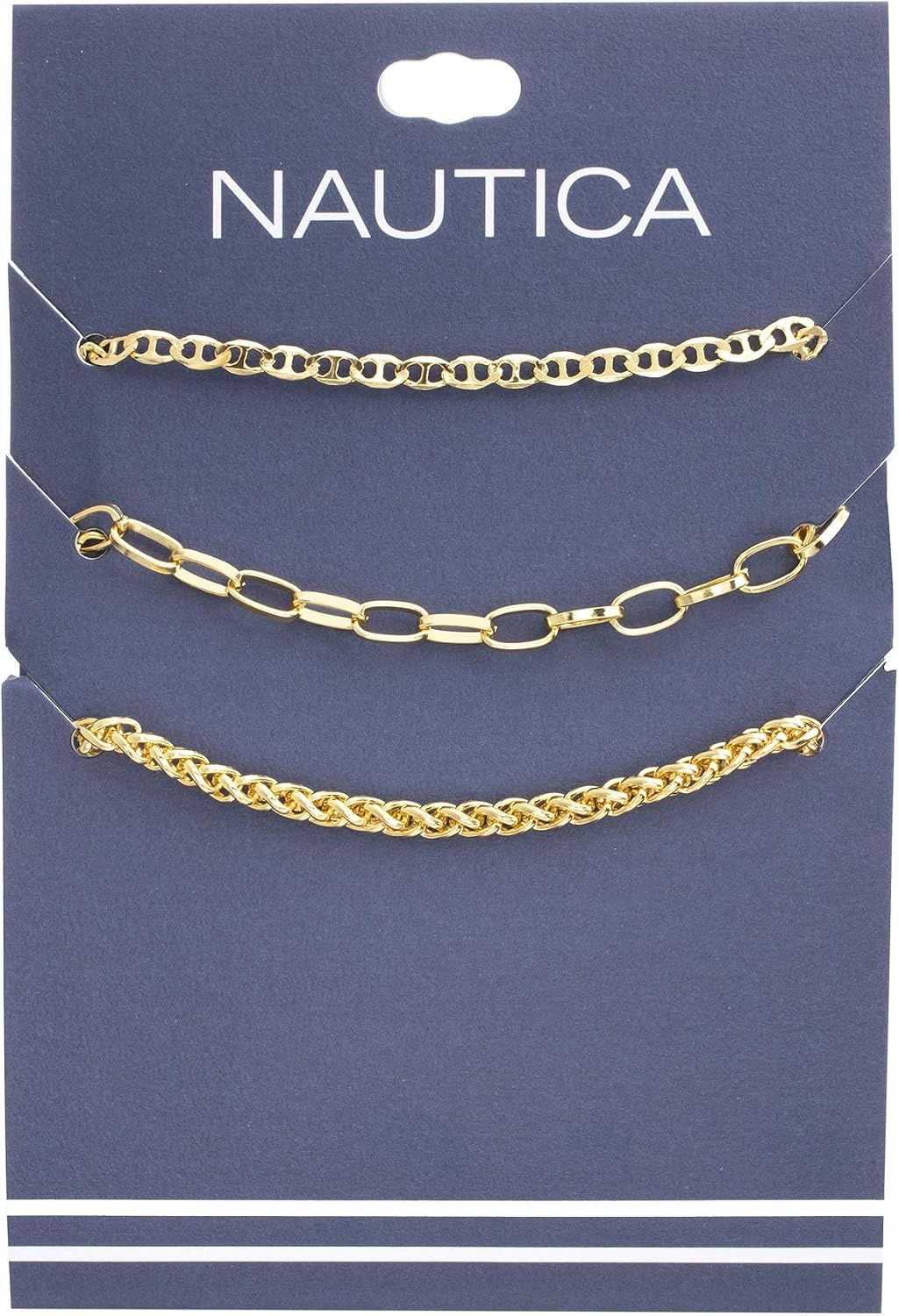 image:imageNautica Mariner Link Wheat Chain Necklace Set for Women 14K Yellow Gold Plated Alloy 14 20 Inches