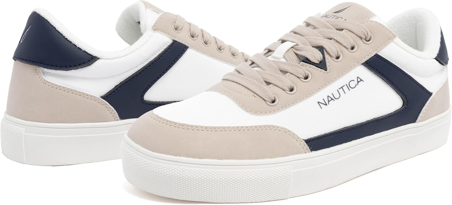 image:imageNautica Mens Casual Shoe Classic LaceUp Low Top Loafer Fashion Sneaker in Medium amp Wide Width SizesOff White Navyjansen