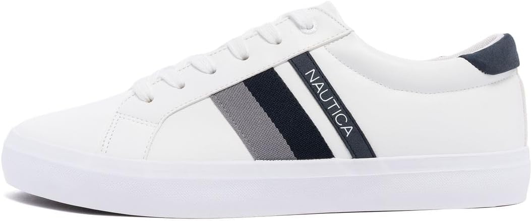 image:imageNautica Mens Casual Shoe Classic LaceUp Low Top Loafer Fashion Sneaker in Medium amp Wide Width SizesWhite Navy Grey