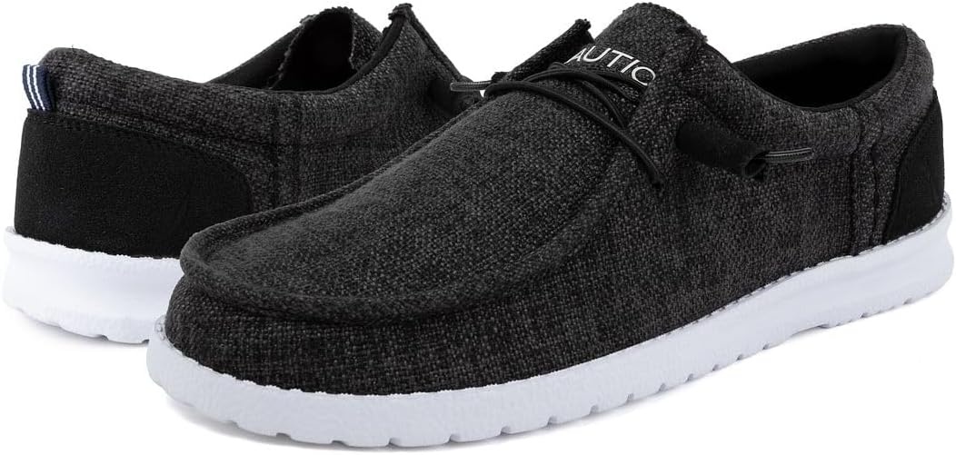 image:imageNautica Mens Comfort Loafers SlipOn Boat Shoe Lightweight Casual Stretch SneakerRushfordBlack White