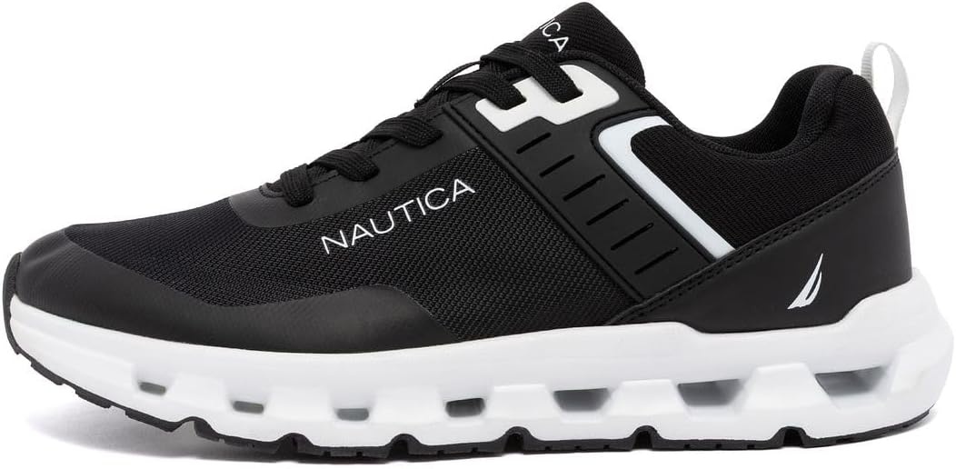 image:imageNautica Mens Running Sneakers Sport Fashion LaceUp Athletic Soft Shoes for Gym Tennis Men Cushioned Breathable Lightweight amp ComfortableBlack Whitebolang